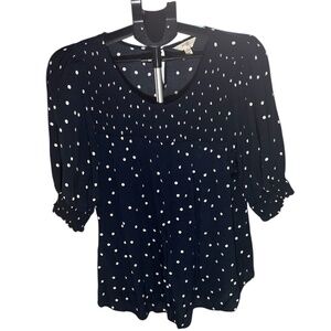 Terra & Sky Women's Plus Size Blouse Navy Blue Polkadot Print, Size 2X (20W-22W)